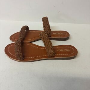 Wanted Womens 6 M Brown Braided Flat Strappy Sandals NIB ZK6